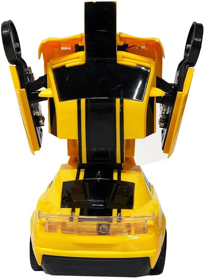 Vakra® 2 in 1 Transforming Robot Car Toy for Kids | Automatic Convertible Car to Robot with Lights & Sound for Boys & Girls (Yellow) - Image 2